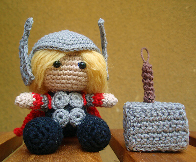 Pocket Crochet Thor Amigurumi Pattern by Over The Bifrost