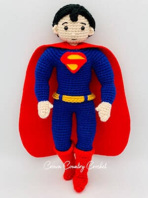 Crochet Superman Doll Amigurumi Pattern by Crown Country Crochet