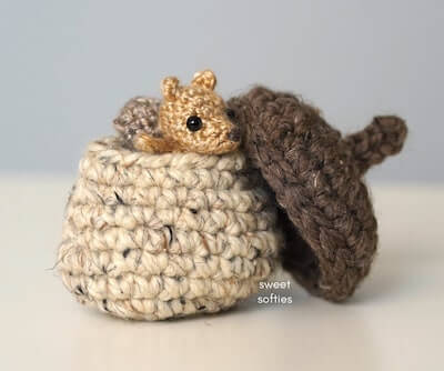 Baby Squirrel In Acorn Mini Amigurumi Pattern by Sylemn