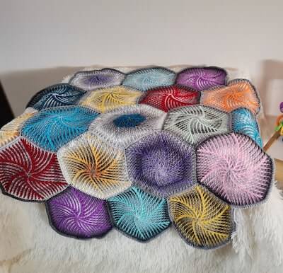 Brioche Crochet Hexagon Blanket Pattern by Beba Blanket Designs