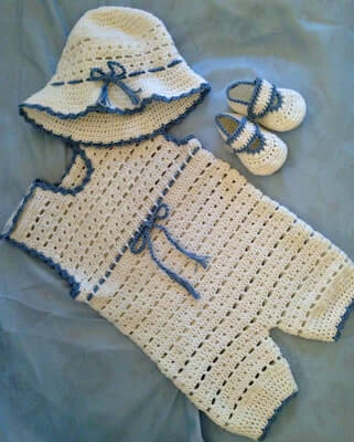 Crochet Baby Boy Romper Outfit Pattern by The Best Dressed Baby