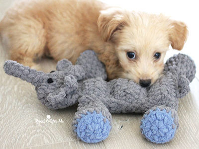 Elephant Squeaker Crochet Toy For Dogs by Repeat Crafter Me