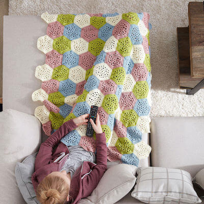 Crochet Hexagon Afghan Pattern by Yarnspirations