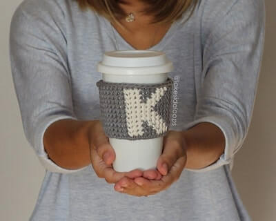 Crochet Letters Coffee Cozy Pattern by Lakeside Loops