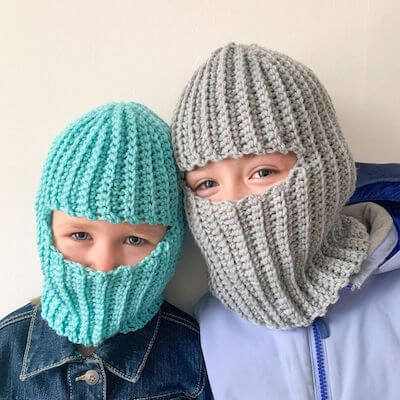 Crochet Ribbed Balaclava For Kids Pattern by Red Heart