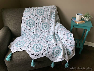 Crochet Succulent Spring Hexagon Afghan Pattern by A Crocheted Simplicity