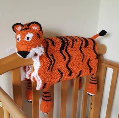 Crochet Tiger Cot Blanket Pattern by Crafty Penguin Crochet