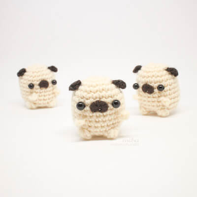 Crochet Pug Mini Amigurumi Free Pattern by Mohu Mohu