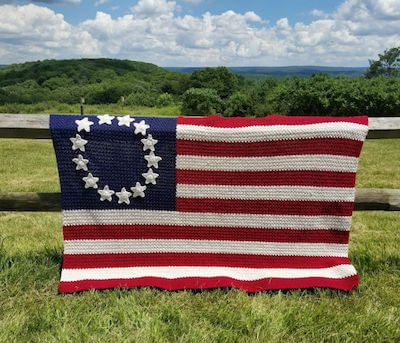 Old Glory American Flag Crochet Blanket Free Pattern by Highland Hickory Designs