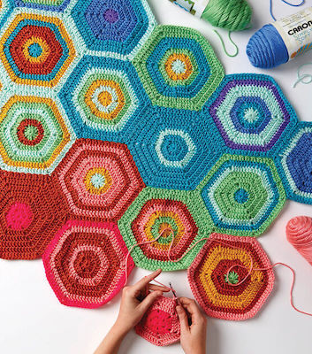 One A Day Hexagon Temperature Crochet Blanket Free Pattern by Joann