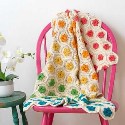 Rainbow Garden Throw Crochet Pattern by We Crochet