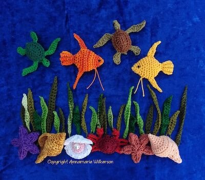 Undersea Friends Miniature Amigurumi Pattern by Cat Lady Crochet Shoppe