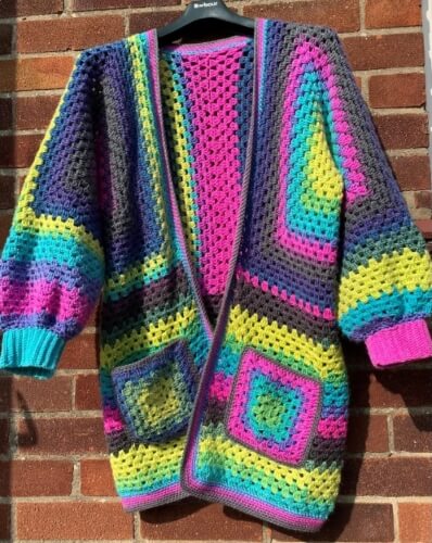 Easy Granny Hexagon Cardigan Crochet Pattern by VoxyYarnDelight