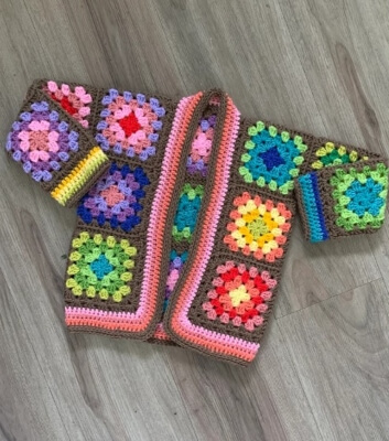 The Little Tidda Crochet Cardi Pattern Granny Squares by TiddaArt