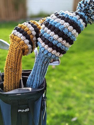 Bobbled Bogey Golf Club Cover Crochet Pattern by Lulees Crochet