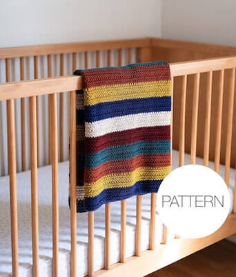 Bold Stripes Blanket Crochet Pattern by Woods And Wool Shop