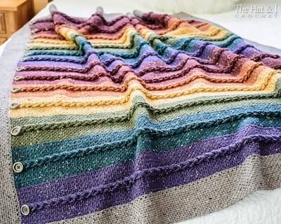 Buttons And Braids Easy Crochet Blanket Pattern by The Hat And I