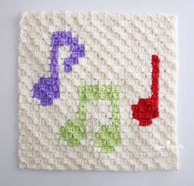 C2C Crochet Music Note Square Pattern by Repeat Crafter Me