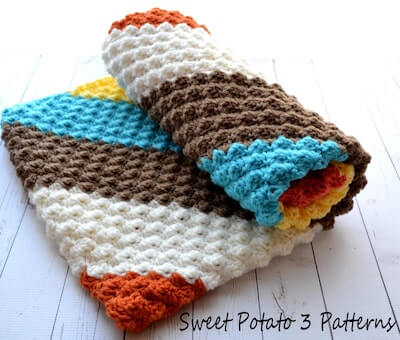 C2C Crochet Striped Blanket Pattern by Sweet Potato 3 Patterns 
