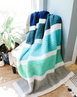 Calming Stripes Blanket Crochet Pattern by MJs Off The Hook Designs