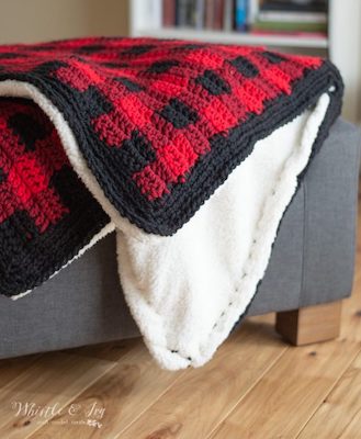 Chunky Buffalo Plaid Crochet Blanket Pattern by Whistle & Ivy