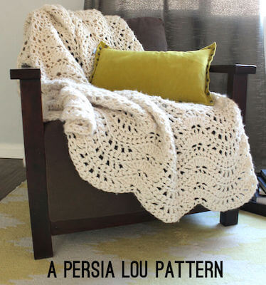 Chunky Feather And Fan Crochet Blanket Pattern by Persia Lou