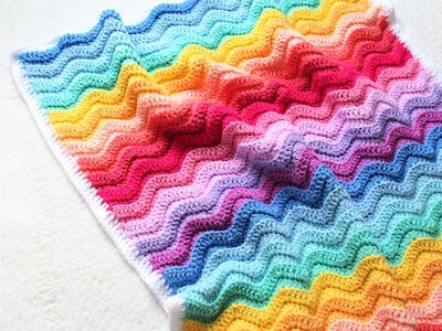 Chunky Rainbow Ripple Crochet Baby Blanket Pattern by Truly Crochet
