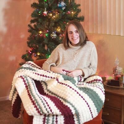 Chunky Stripe Crochet Blanket Pattern by EClaire Makery