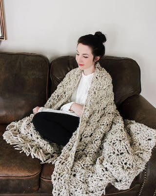 Chunky Blanket Throw Crochet Pattern by Darling Jadore, Fireside Throw