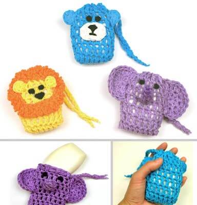 Crochet Animal Soap Savers Pattern by Crochet Spot Patterns