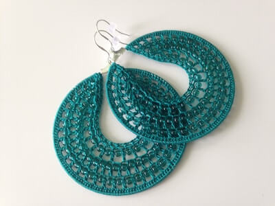 Crochet Beaded Hoop Earrings Pattern by My Handmade Passion