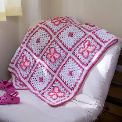 Crochet Butterfly Baby Blanket Pattern by Red Heart