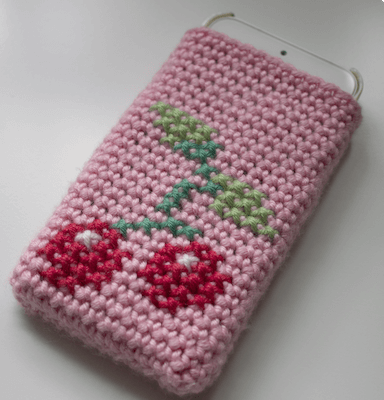 Crochet Cherry Phone Case Pattern by Pink Milk