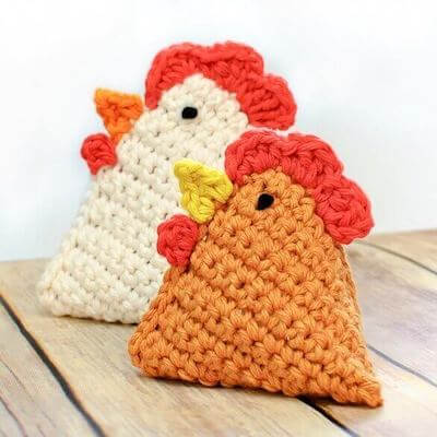 Crochet Chicken Bean Bag Pattern by Petals To Picots