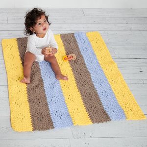 Crochet Eyelet Striped Blanket Pattern by Yarnspirations