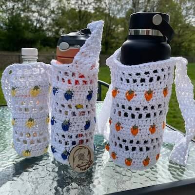 Crochet Fruit Water Bottle Holder Pattern by Hooked ME