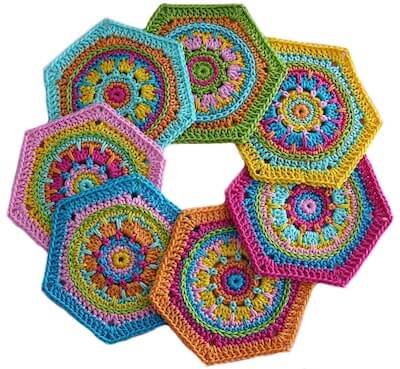 Crochet Hexagon Granny Square Pattern by Elealinda Design