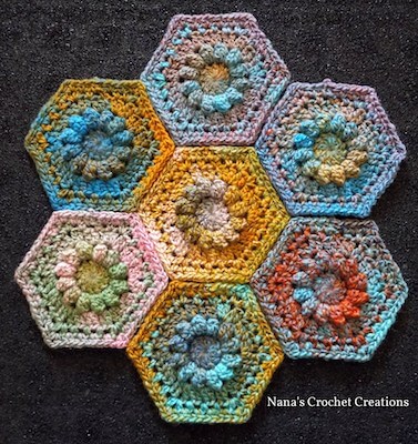 Crochet Merry-Go-Round Hexagons Pattern by Des Maunz Designs