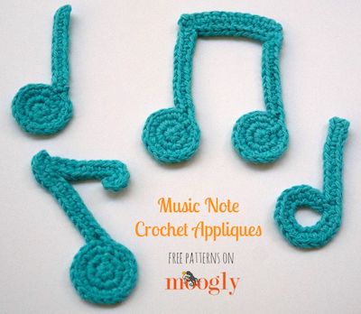 Crochet Music Note Appliques Pattern by Moogly