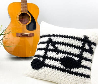 Pillow Cover Crochet Musical Note Pattern by Jo To The World Creation