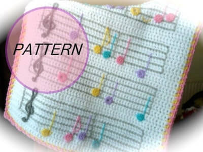 Crochet Musical Note Blanket Pattern by Krafty Pop