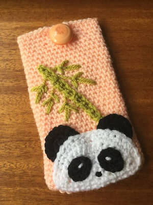 Crochet Panda Phone Sleeve Pattern by The Crafty Puddock