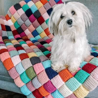 Crochet Puff Quilt Blanket Pattern by Sass And Stitch Crochet