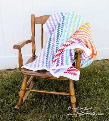 Crochet Rainbow Striped Blanket Pattern by Left In Knots
