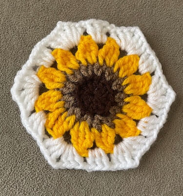 Crochet Sunflower Hexagon Pattern by Opal Crochet Creations