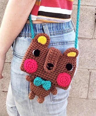 Crochet Sweet Bear Phone Purse Pattern by HELLO Happy