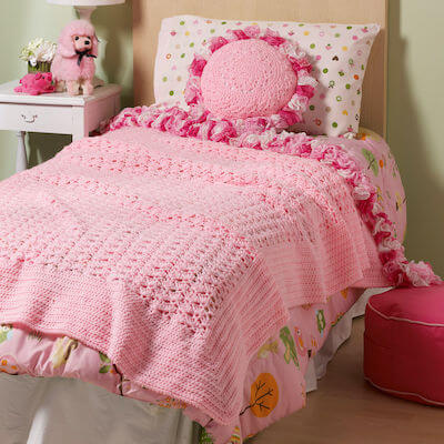 Sweet Ruffles Baby Girl Baby Blanket Crochet Pattern by Red Heart