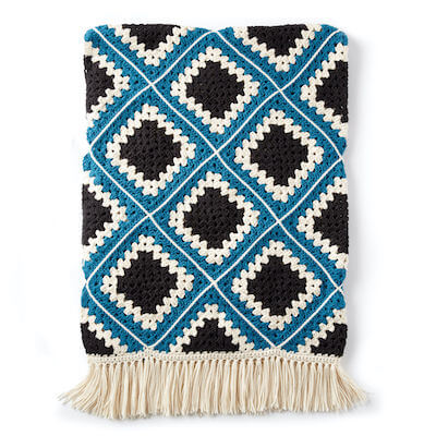 Diamond Crochet Granny Blanket Pattern by Yarnspirations