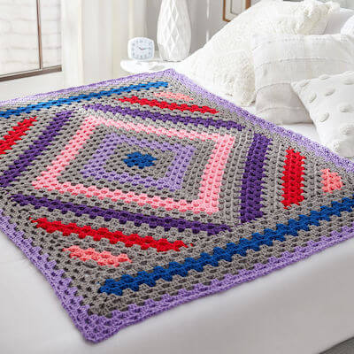 Diamond In The Rough Crochet Blanket Pattern by Red Heart