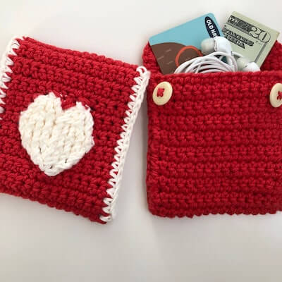 Embossed Heart Wallet Crochet Pattern by Clair De Lune Fiber Art